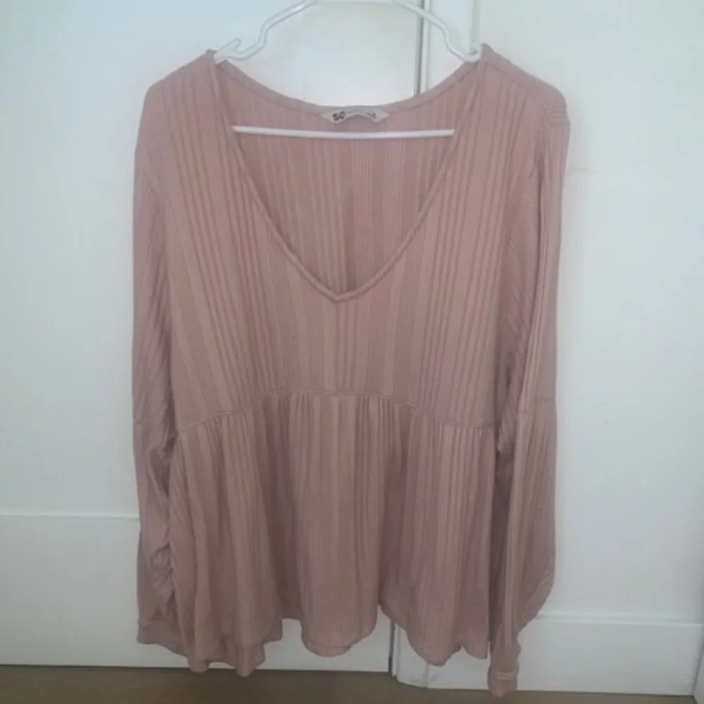 💖 SO® Relaxed Long Sleeve‎ Baby Doll Tee – Juniors (Adult-Friendly!) Size XL💖
